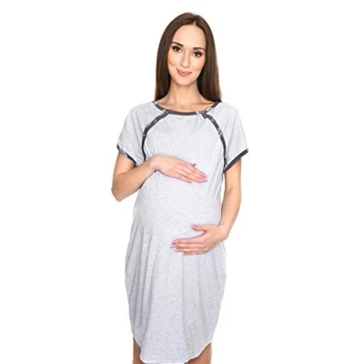 Image of MijaCulture Labour Maternity and Nursing Nightdress Delivery Gown 4123 (UK10 / M, Melange)
