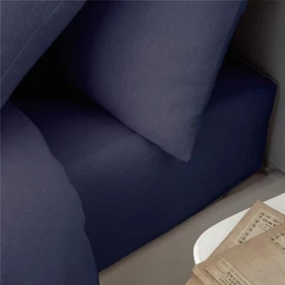 Image of Catherine Lansfield Brushed Cotton Single Fitted Sheet Navy Blue