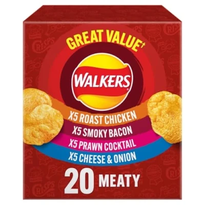 Image of Walkers Meaty Variety Multipack Crisps Box 20x25 g (Packaging may vary)