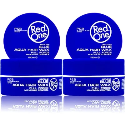 Image of RedOne Hair Styling Aqua Wax Blue 2x 150 ml Strong Hold l Gel Ultra Men &amp; Women Bubblegum Scent Maximum Control