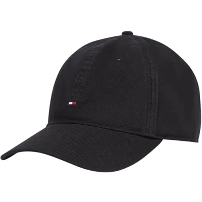 Image of Tommy Hilfiger Men’s Flag 6 Panel Soft Cotton Cap, Black (Black), One Size