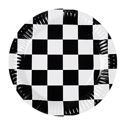 Image of Boland 44747 Racing Party Plates Pack of 10 Size 23 cm Tableware 100% Paper Birthday Theme