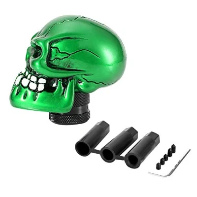 Image of EBTOOLS Skull Gear Knob Car Universal Shift Lever,Skeleton Head Modified Stick Lever Shifter (Green)