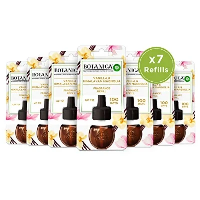 Image of Botanica by Air Wick Plug in Diffuser Refill, Vanilla &amp; Himalaya, Pack 7 x 19ml, Long Lasting Fragrance, Lasts up to 700 days, freshener