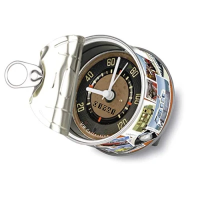 Image of BRISA VW Collection Volkswagen Table Clock, Magnet MyClock also customizable, Photo Gift in T1 Bus, Beetle, GTI Design (Bus Stamps/Multicolor)