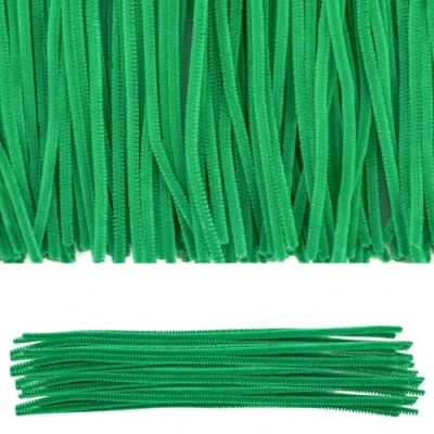 Image of Kids B Crafty 100 Green Pipe Cleaners for Craft 30CM Length, 6MM Diameter Cleaners, Chenille Stems, Pipecleaners