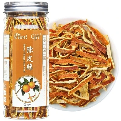 Image of Plant Gift Tangerine Peel Tea 80G/2.82oz 陈皮丝, Dried Orange Peel, Herbal Tangerines, Chen Pi
