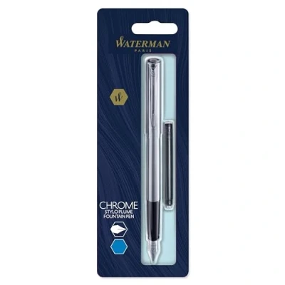 Image of Waterman Allure Fountain Pen Stainless Steel Fine Nib Blue Ink