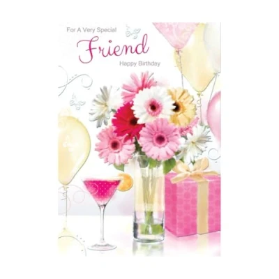 Image of Very Special Friend Birthday Card Flowers Female 7.75 x 5.25 Inches Words and Wishes