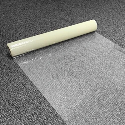 Image of Besto Plastic Carpet Protector Roll of 25M x 60cm Extra Thick 90 Micron Dust Sheet Self Adhesive Floor for Non woolen Carpet, Rug, Hallway Runner, Stair 60 cm