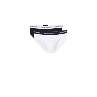 Image of Emporio Armani Mens Essential Core Logoband 2 pack Brief Slip, White/Marine, XL UK