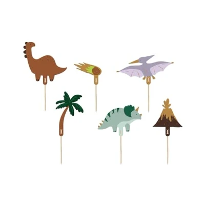 Image of Childrens Dinosaur Party Cake Toppers Birthday Picks Decoration x6