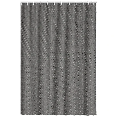 Image of HTUK Waterproof Shower Curtains 180 x 180cm With 12 Hooks Mildew And Mould Resistant Fabric Curtain 100% Polyester Diamond Pattern (Grey)