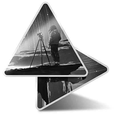 Image of 2 x Triangle Stickers 10cm BW Stargazing Photograph?er Camera Art Laptop Tablet Luggage Scrapbook #36029