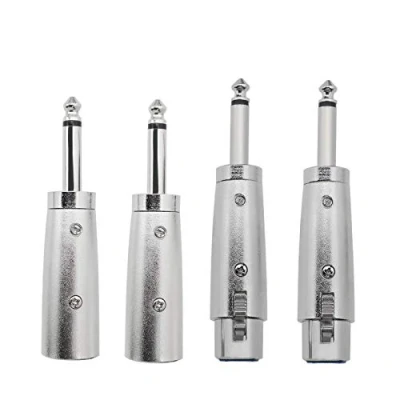 Image of Create idea 4Pcs 3 Pin XLR to 1/4 Microphone Audio Adapters, Pins Socket 6.35mm Male Jack Mono Plug Conversion Connector Silver
