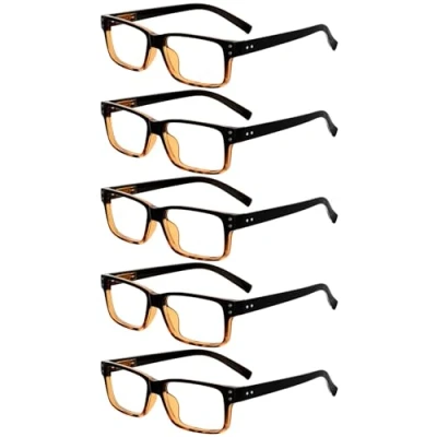 Image of Eyekepper Mens Vintage Reading Glasses 5 Pack Black Tortoise Frame for Men Reading,Reader Eyeglasses Women