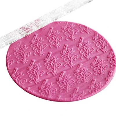 Image of Mini Fondant Textured Acrylic Carved Rolling Pin, 3D Transparent Embossing Pin,Non Stick Embossed Roller,DIY Sugar Craft Biscuit Cake Decorating Tools Dough Gum Paste Roller