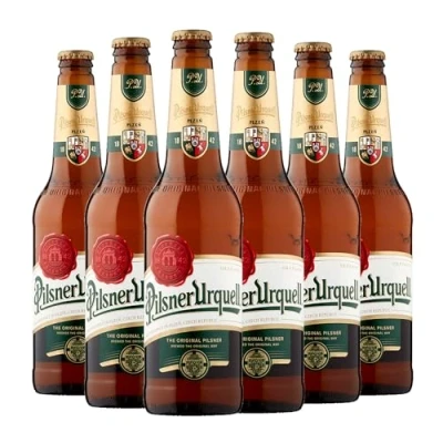Image of Pilsner Urquell Czech Golden Lager Beer 4.4% Abv 6 x 330ml Glass Bottles