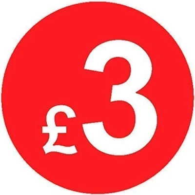 Image of Pack of 500 20mm Price Stickers/Labels Choose from 10p to £95 Bright Red Many Prices (£3 Red)