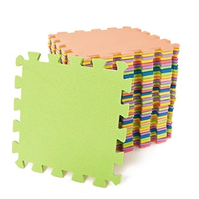 Image of KandyToys M.Y Interlocking Foam Play Mat 29x29cm Thick, Multi Colour Soft EVA Infant Floor Tiles