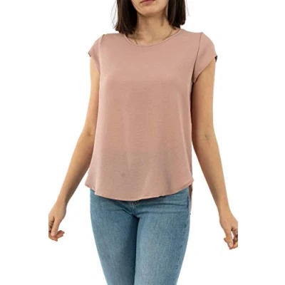 Image of ONLY NOS Women&#039;s Onlvic S/s Solid Top Noos Wvn Plain Loose Fit Short Sleeve Top, Pink (Pale Mauve Pale Mauve) 8