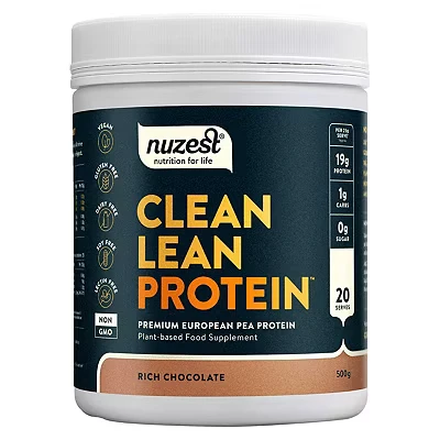 Image of Vegan Protein Powders by Nuzest Clean Lean Rich Chocolate Plant Based Pea Shake Low Calorie &amp; Carb Gluten Free Dairy 500g (20 Servings)