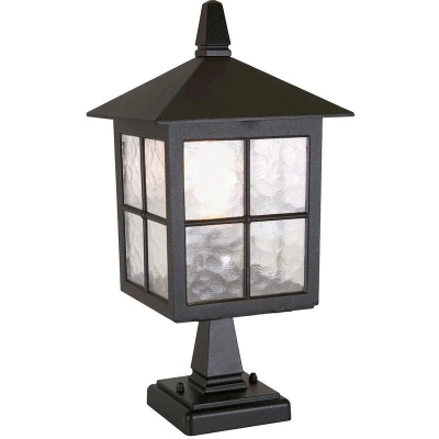 Image of Winchester 1 Light Outdoor Pedestal Lantern Black IP43, E27
