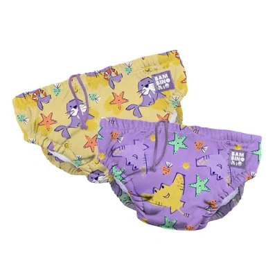 Image of Bambino Mio, Revolutionary Reusable Swim Nappy Pants for Babies and Toddlers, Boys Girls, Flip, Pack of 2, 6 12 Months