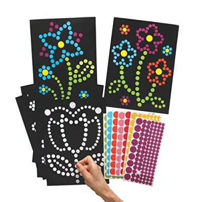 Image of Baker Ross Flower Dotty Art Pack of 8, Sticker Arts and Crafts, Craft for Kids (AX877)