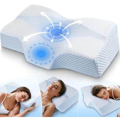 Image of Hydomi Memory Foam Neck Support Pillow for Shoulder Pain Sleeping: Orthopedic Cervical Ergonomic Side Sleeper Contour Bed Pillows with Washable Cover Back Stomach Sleepers