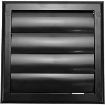 Image of Vent Systems Ø5&quot; Inch (7.5&#039;&#039; x 7.5&quot;) Exhaust Cover Black Dryer Hood Louvered Duct Cap One Directional Plastic Air Supply Grille