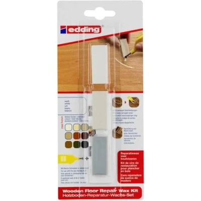 Image of edding 8902 wooden floor repair wax set white 3 hard waxes for repairing damage and scratches in floors