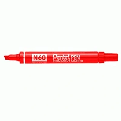 Image of Pentel N60 PERMANENT MARKER CHISEL TIP (PACK OF 3) RED