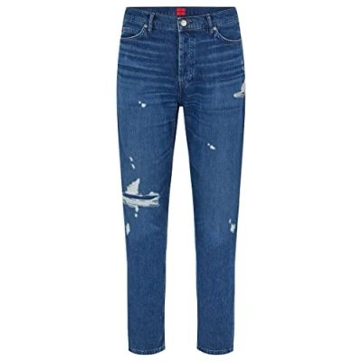 Image of HUGO Mens 634 Blue Tapered fit Jeans in Rigid Denim