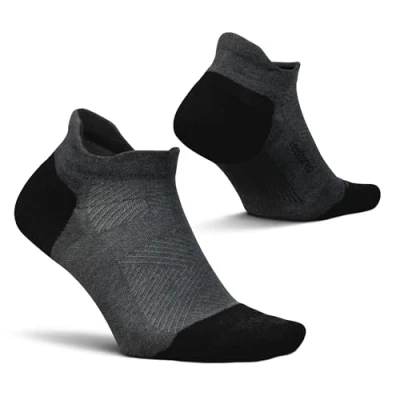 Image of Feetures Elite Max Cushion No Show Tab Ankle Socks Sport Sock with Targeted Compression New Gray, XL (1 Pair)