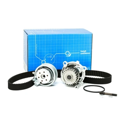 Image of N0110088 Water Pump + Timing Belt Kit SKF VKMC 01113 1 with gaskets/seals studs 138 rounded tooth profile Plastic VOLKSWAGEN: Golf 4, 5