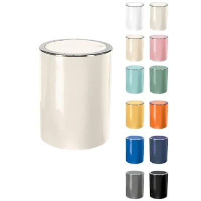 Image of KW &quot;Clappe 5Ltr Plastic Swing Bathroom Bin/Kitchen Bin/Small Waste Bin/Office Bin (Light Cream)