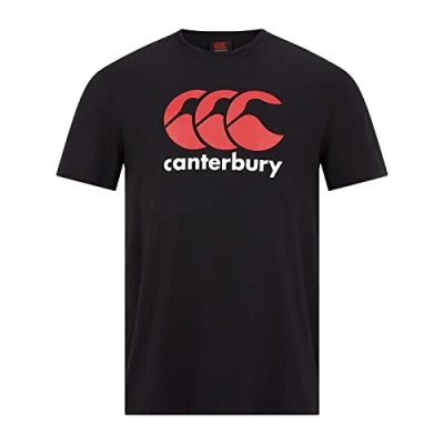Image of Canterbury Boy&#039;s CCC Logo T shirt Comfortable Regular Fit Cotton Blend, Black, Age 6 (XS)