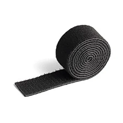 Image of Durable CAVOLINE Cable Management Hook and Loop Tie Reusable Self Gripping Tape for Quickly Bundling Tidying Cables Can be Easily Cut To RequiRed Size 1 Metre Roll in Black
