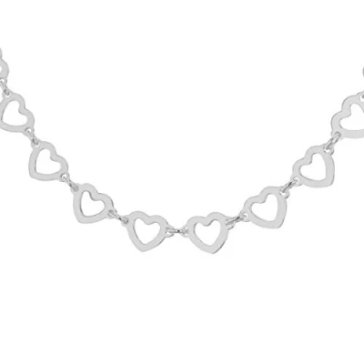 Image of Tuscany Silver Women&#039;s Sterling 6mm Cutout Heart Link Chain Necklace 43cm/17&quot;