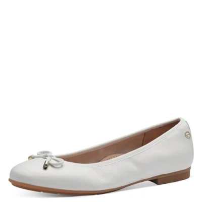 Image of TAMARIS Women&#039;s 8 82102 42 Ballet Flat, White, 5.5 UK