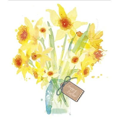 Image of Artistic Daffodils Embellished Easter Greeting Card Greetings Cards 658362