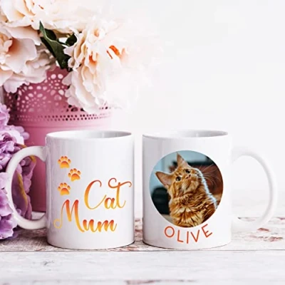 Image of Personalised Cat Mug (11oz White Ceramic) Mum