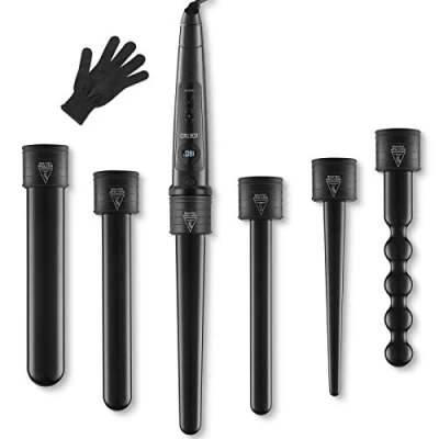 Image of LOETAD Curling Wand Tong Hair Curlers Set 6 in 1 Irons with PTC Ceramic Barrels LCD 80C 230C Temperature Control