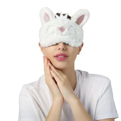 Image of Kids Fluffy Animal Eye Mask for Sleeping [Rabbit Princess]