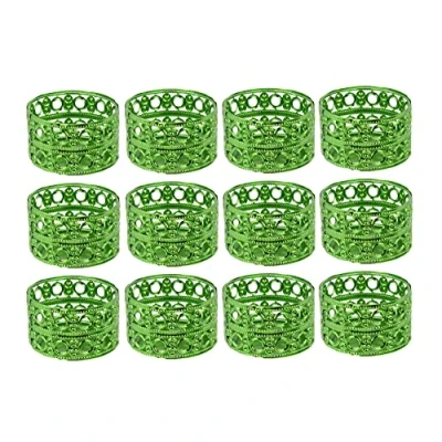 Image of Tea Light Candle Holders Set of 12 Circle Metal Mesh Tealight Home Wedding Decor (12PC, Green)