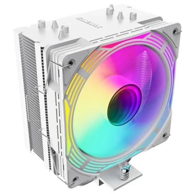 Image of GameMax Ice Force CPU Cooler 200W TDP 4 x 6mm Copper Heatpipes &amp; Aluminium Heat Sink Air Cooler, FN12A C8I 120mm PWM ARGB Cooling Fan For Intel LGA1700 / 115X 1200 AMD AM4 AM5 White