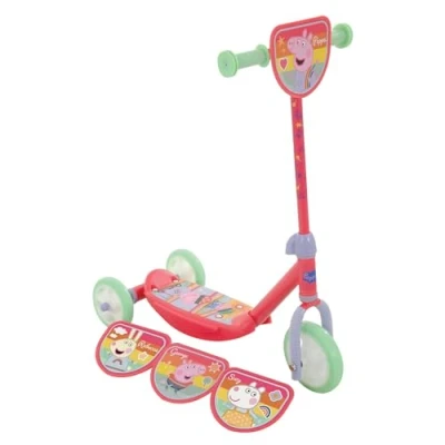 Image of Peppa Pig Switch It Multi Tri Scooter Officially Licensed Character for Kids Includes 4 Interchangeable Plaques Adjustable Height, Durable Steel Frame, Puncture Proof Tyres Ages 3+