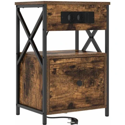 Image of vidaXL Bedside Cabinet Smoked oak 40 x 31 60 cm Engineered wood