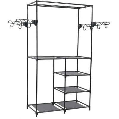 Image of vidaXL Clothes Rack Steel and Non woven Fabric 87x44x158 cm Black